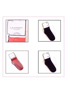 NWT Laundry 3 Pack Nylon Anklets•Fishnet and Solid